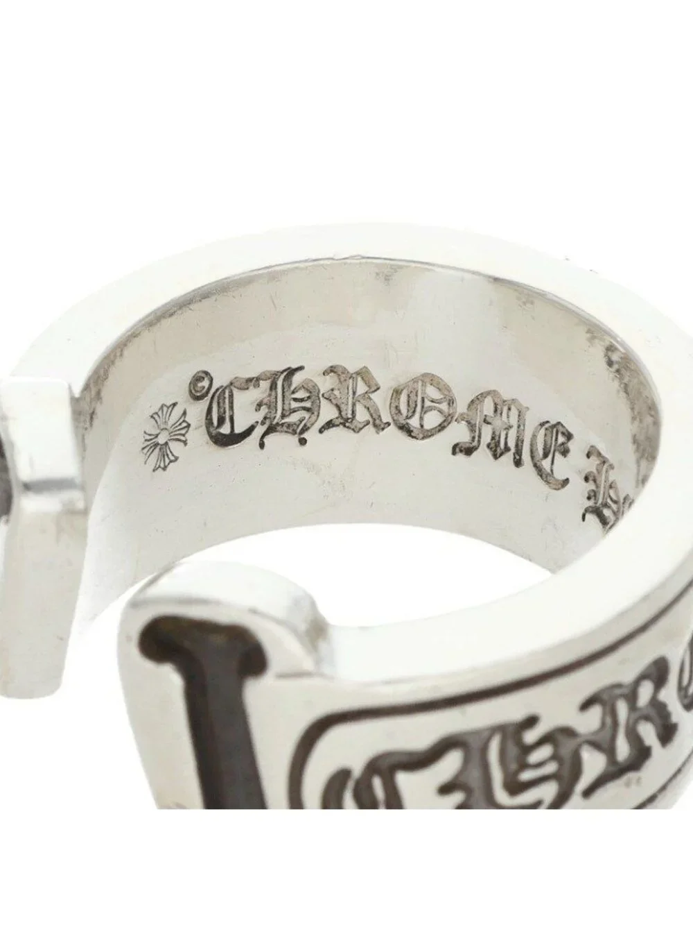 Chrome Hearts LG Scroll Label Large Silver Ring